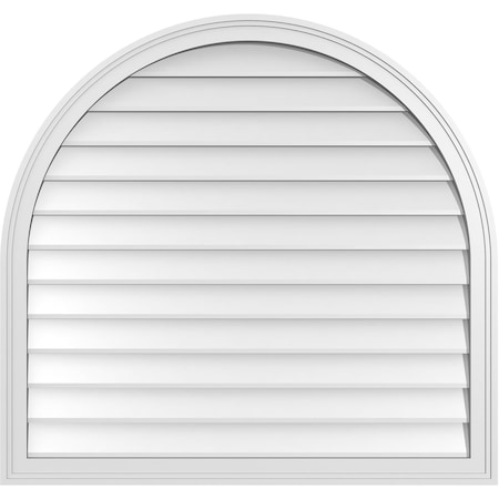 Ekena Millwork Round Top Surface Mount PVC Gable Vent w/ 2"W x 1-1/2"P Brickmould Frame, 38"W x 36"H GVPRT38X3602SN